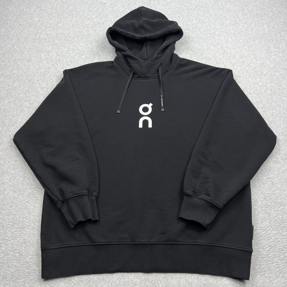 On Running Club Hoodie Mens Large Black Pullover Center Logo Pullover Sweatshirt
